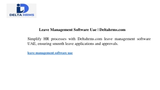 Leave Management Software Uae  Deltahrms.com