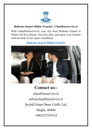 Bodrum Airport Didim Transfer Chauffeurservice.tr
