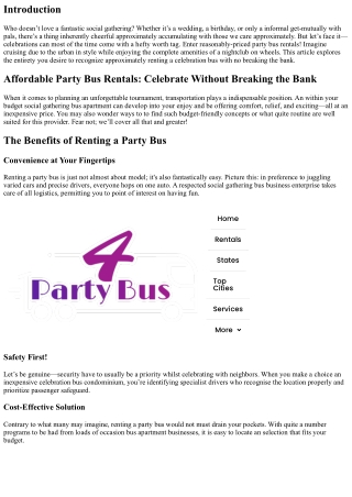 Affordable Party Bus Rentals: Celebrate Without Breaking the Bank