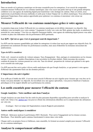 Mesurer l'efficacité de vos contenus numériques grâce à votre agence