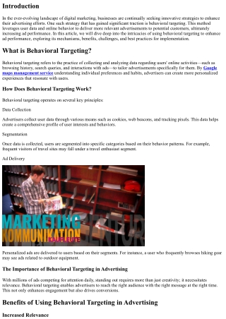 “Using Behavioral Targeting to Enhance Ad Performance”