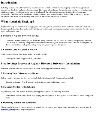 Step-by-Step Process of Asphalt Blacktop Driveway Installation