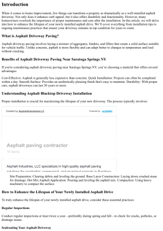 “How to Enhance the Lifespan of Your Newly Installed asphalt drive.”