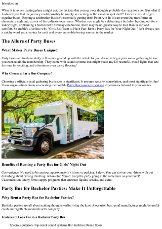Girls Just Want to Have Fun: Rent a Party Bus for Your Night Out!