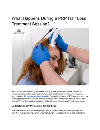 What Happens During a PRP Hair Loss Treatment Session