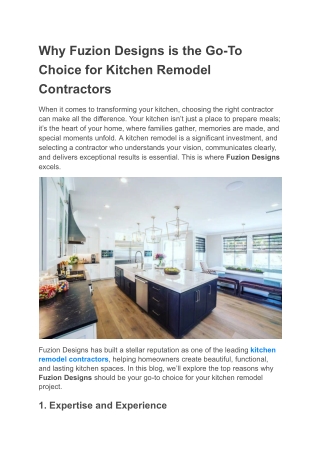 Why Fuzion Designs is the Go-To Choice for Kitchen Remodel Contractors