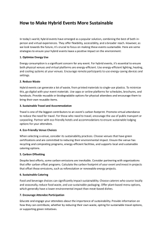 How to Make Hybrid Events More Sustainable