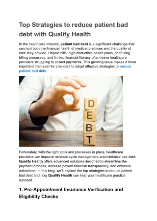 Top Strategies to reduce patient bad debt with Qualify Health
