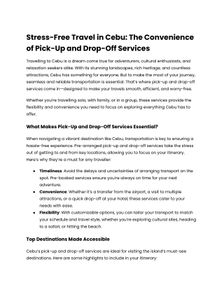 Stress-Free Travel in Cebu_ The Convenience of Pick-Up and Drop-Off Services