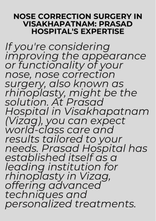 Nose Correction Surgery in Visakhapatnam