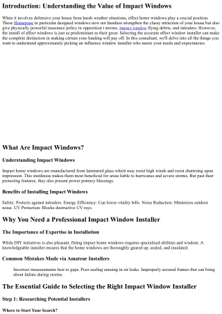 The Essential Guide to Selecting the Right Impact Window Installer