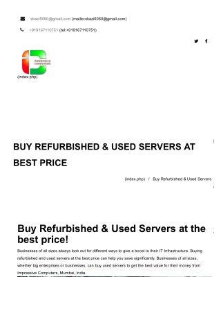 Refurbished & Used Server At Best Price in Mumbai.