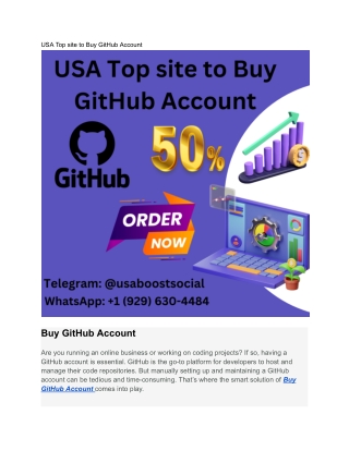 USA Top site to Buy GitHub Account