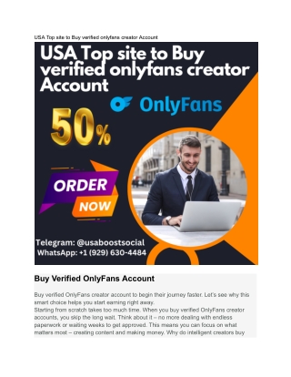 USA Top site to Buy verified onlyfans creator Account