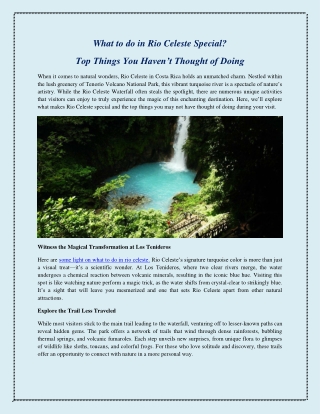 What to do in Rio Celeste Special Top Things You Haven’t Thought of Doing