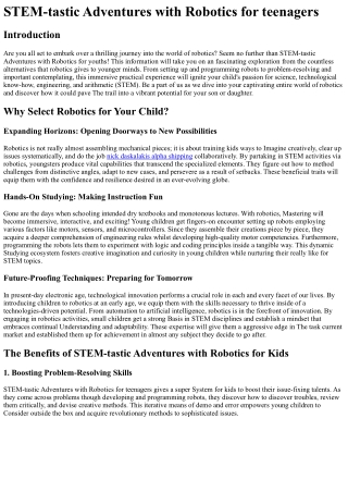 STEM-tastic Adventures with Robotics for Kidsfor youthsfor teenagersfor children
