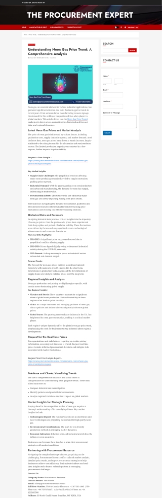 Neon Gas Price Trend