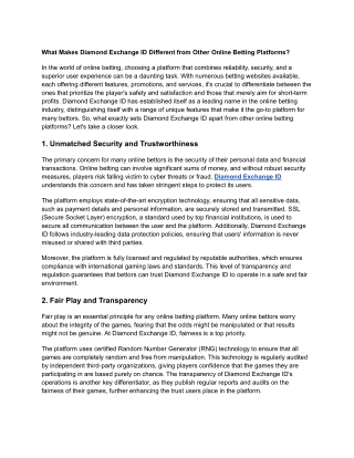 What Makes Diamond Exchange ID Different from Other Online Betting Platforms