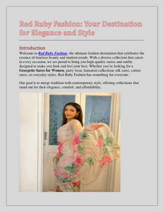Red Ruby Fashion - Your Destination for Elegance and Style