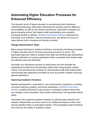Automating Higher Education Processes for Enhanced Efficiency