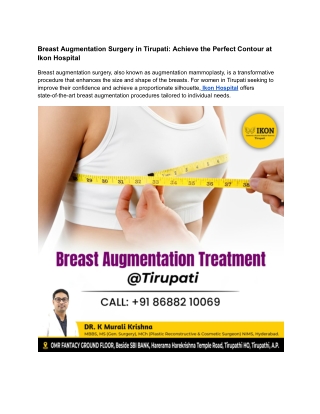 Breast Augmentation Surgery in Tirupati