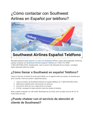 ¿Cómo contactar con Southwest Airlines en Español por teléfono