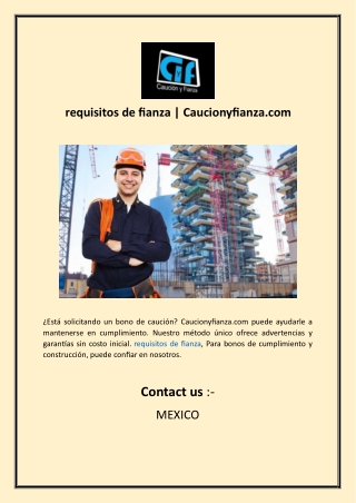 requisitos de fianza | Caucionyfianza.com