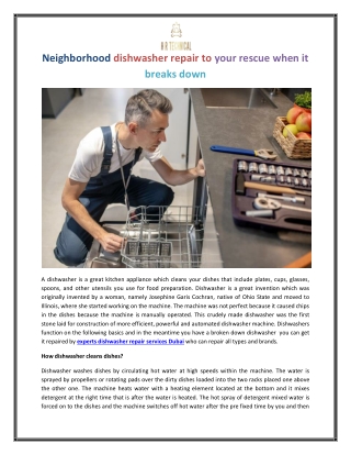 Neighborhood dishwasher repair to your rescue when it breaks down