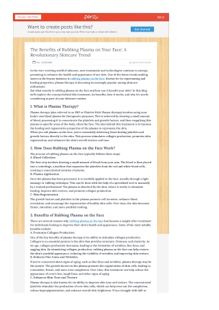 The Benets of Rubbing Plasma on Your Face ARevolutionary Skincare Trend