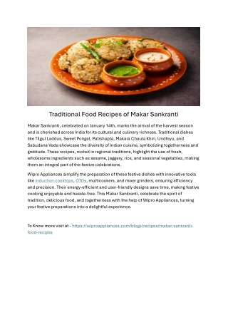 Traditional Food Recipes of Makar Sankranti