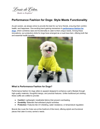 Performance Fashion for Dogs_ Style Meets Functionality