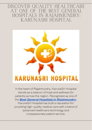 Best General Hospital in Rajahmundry