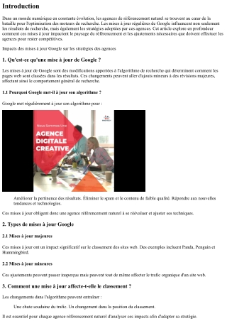 Impacts des mises à jour Google sur les stratégies des agences