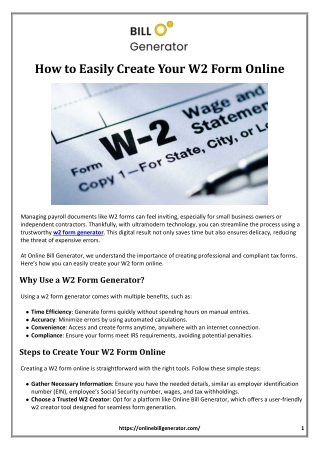 How to Easily Create Your W2 Form Online