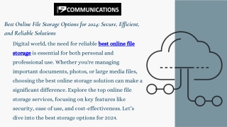 Best Online File Storage Solutions for Secure and Convenient Access