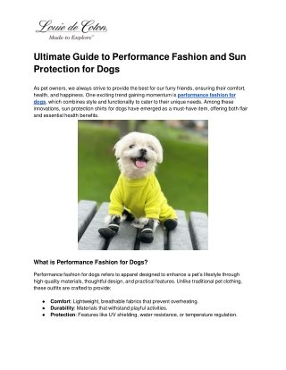Ultimate Guide to Performance Fashion and Sun Protection for Dogs