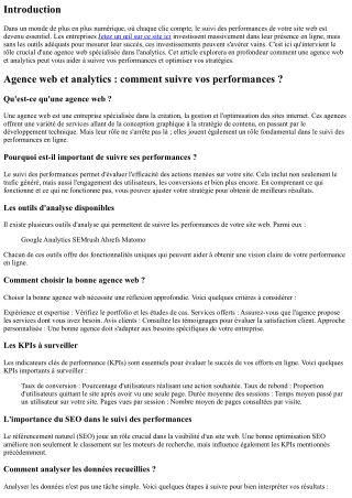 Agence web et analytics : comment suivre vos performances ?