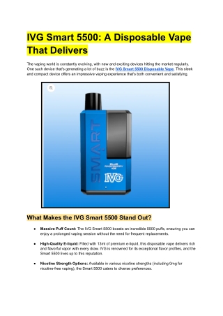 IVG Smart 5500_ A Disposable Vape That Delivers