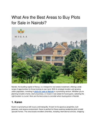 What Are the Best Areas to Buy Plots for Sale in Nairobi