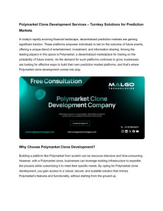 Polymarket Clone Development Services – Turnkey Solutions for Prediction Markets