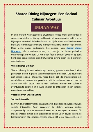 Shared Dining Nijmegen Een Sociaal Culinair Avontuur