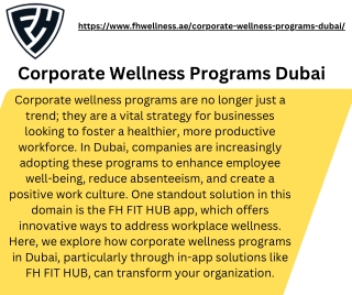 Corporate Wellness Programs Dubai