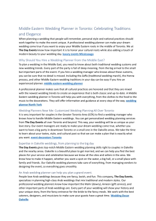 luxury events Scarborough