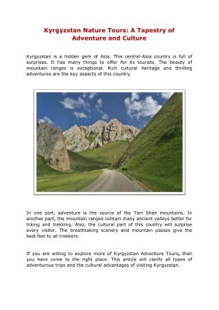 Kyrgyzstan Nature Tours: A Tapestry of Adventure and Culture