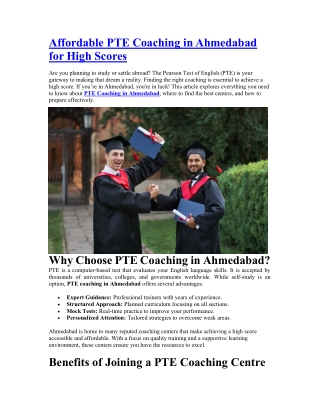 Affordable PTE Coaching in Ahmedabad for High Scores