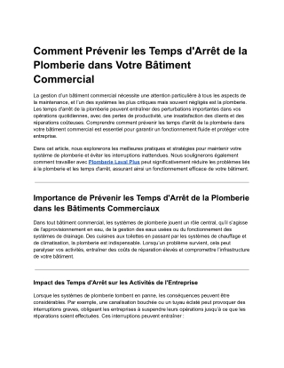 Comment Prévenir les Temps d'Arrêt de la Plomberie dans Votre Bâtiment Commercial (1)