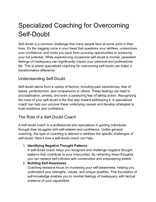 Specialized Coaching for Overcoming Self-Doubt