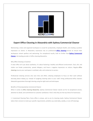 Commercial Cleaning Services Company in Sydney | Sydney Commercial Cleaner