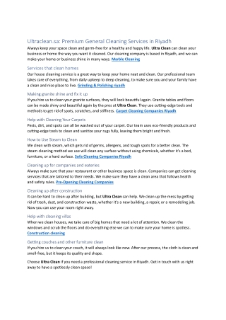 Sofa Cleaning Companies Riyadh