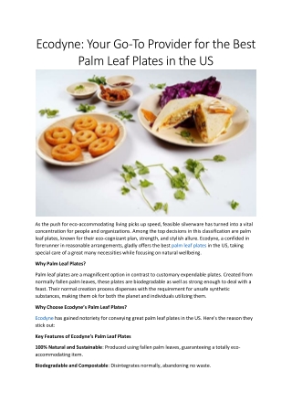 Ecodyne: Premium Palm Leaf Plates Now Available in the US